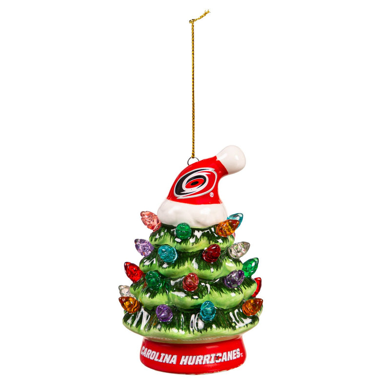 4" LED Ceramic Christmas Tree Ornament with Team Santa Hat, Carolina Hurricanes,3otl4354to