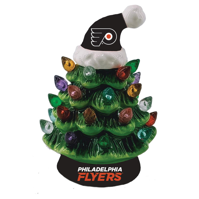 4" LED Ceramic Christmas Tree Ornament with Team Santa Hat, Philadelphia Flyers,3otl4370tob