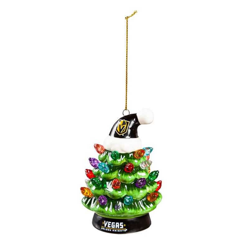 4" LED Ceramic Christmas Tree Ornament with Team Santa Hat, Las Vegas Golden Knights,3otl4380to