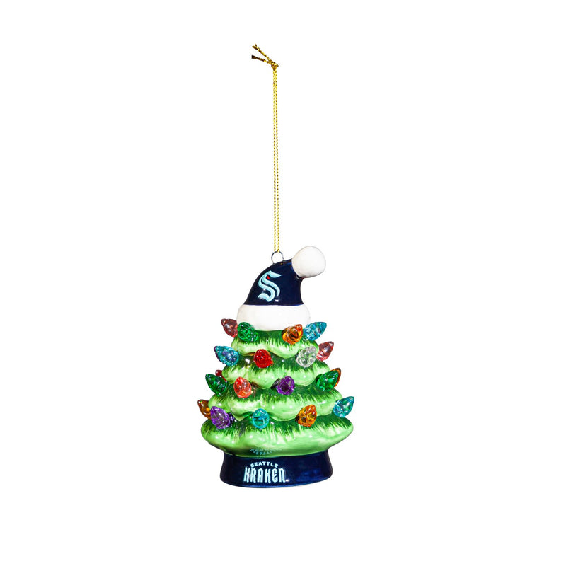 4" LED Ceramic Christmas Tree Ornament with Team Santa Hat, Seattle Kraken,3otl4381to