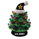 4" LED Ceramic Christmas Tree Ornament with Team Santa Hat, Army,3otl5063to