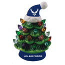 4" LED Ceramic Christmas Tree Ornament with Team Santa Hat, Air Force,3otl5064to