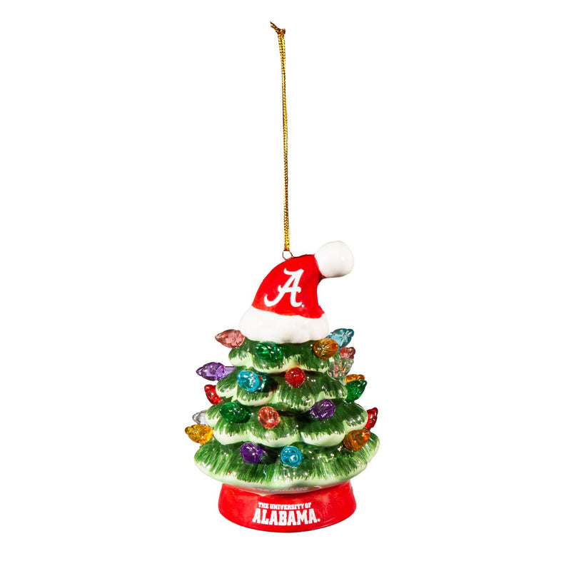 4" LED Ceramic Christmas Tree Ornament with Team Santa Hat, University of Alabama