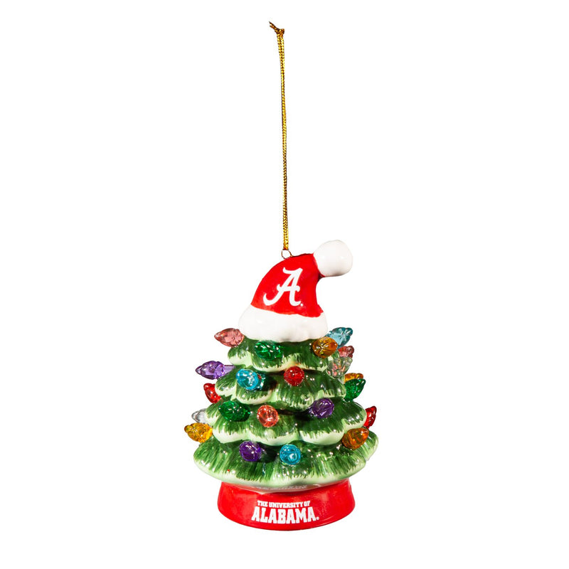 4" LED Ceramic Christmas Tree Ornament with Team Santa Hat, University of Alabama,3otl924to