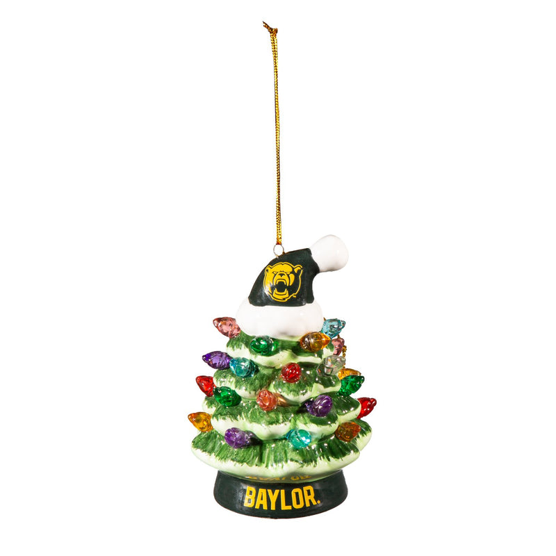 4" LED Ceramic Christmas Tree Ornament with Team Santa Hat, Baylor University,3otl925to