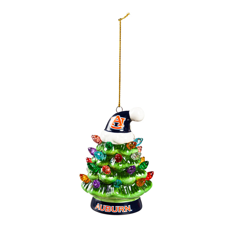 4" LED Ceramic Christmas Tree Ornament with Team Santa Hat, Auburn University,3otl928to