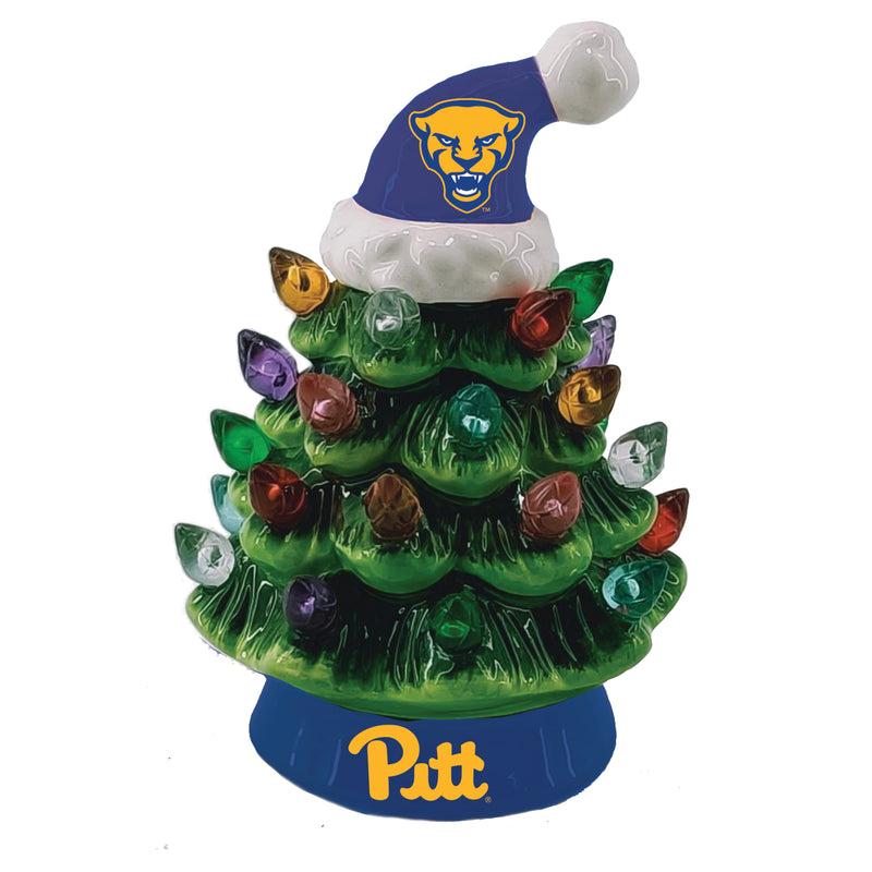 4" LED Ceramic Christmas Tree Ornament with Team Santa Hat, University of Pittsburgh,3otl961to