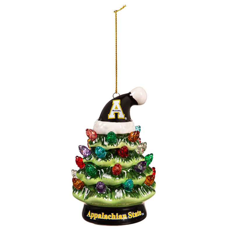 4" LED Ceramic Christmas Tree Ornament with Team Santa Hat, Appalachian State University,3otl988to