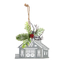 Metal Barn Ornament with Artificial, 3 Asst,3otm229