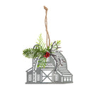 Metal Barn Ornament with Artificial, 3 Asst,3otm229