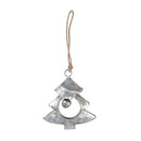 Galvanized Metal Tree Ornament with Bell, Red/Gray, 2 Asst,3otm262