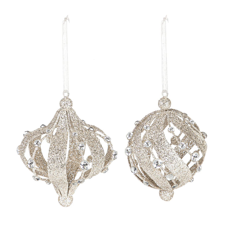 Finial Ornament with Gem Embellishment, 2 Asst