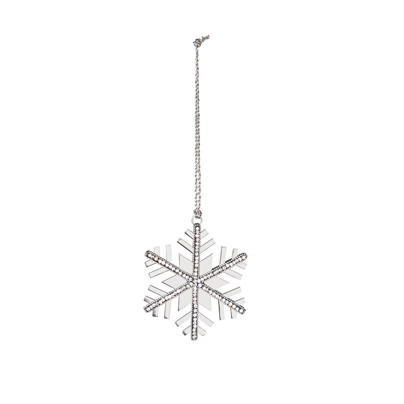 Beaded Metal Ornament, 2 Asst: Snowflake/Star,3otm329