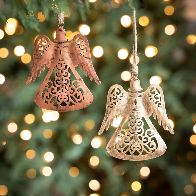 6" Metal Angel Ornament, 2 Asst.,3otm392