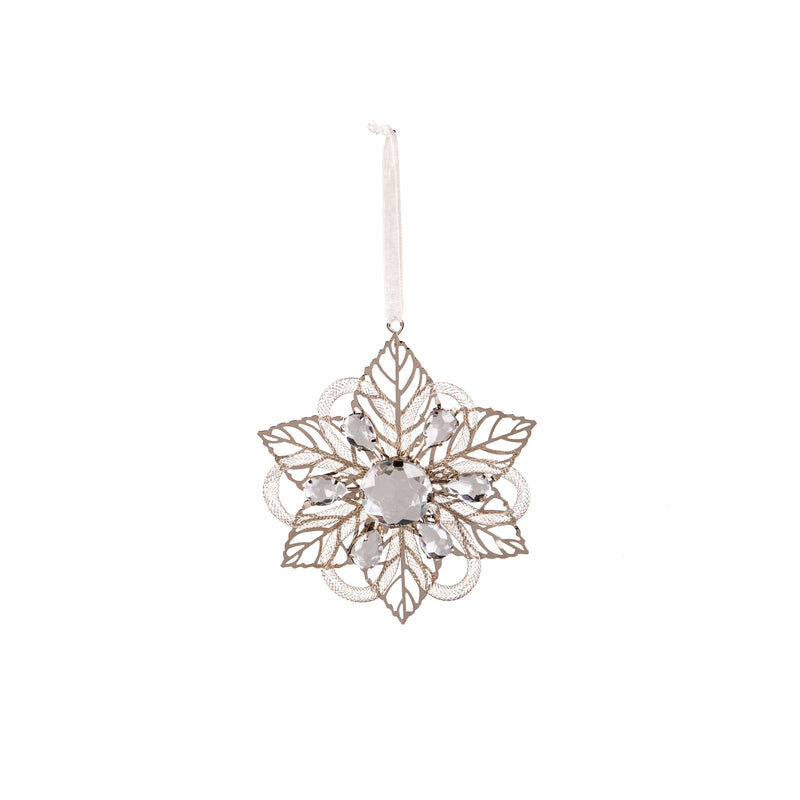 5" Metal Flower with Gems Ornament,3otm403