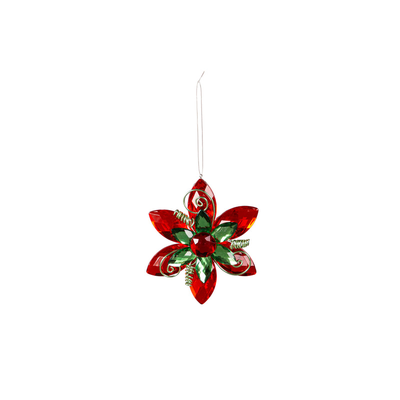 4.5" Metal Poinsettia Ornament,3otm406