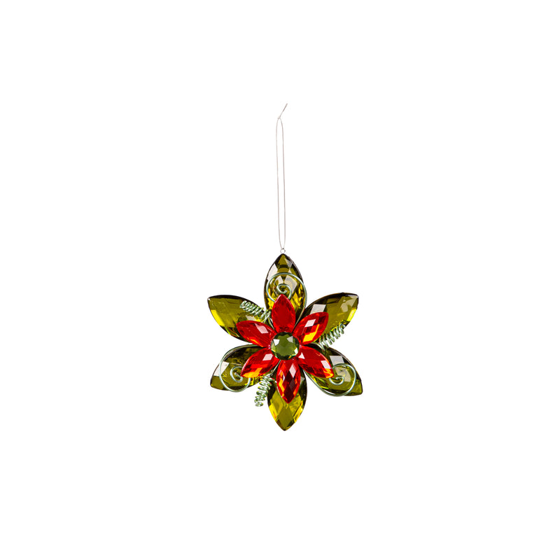 4.5" Metal Poinsettia Ornament,3otm406