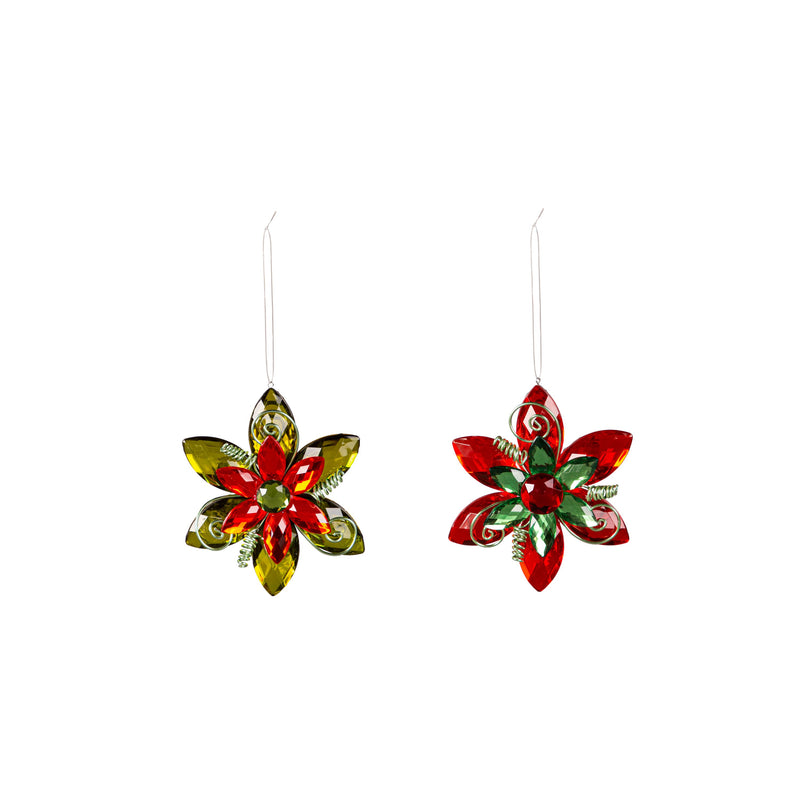 4.5" Metal Poinsettia Ornament,3otm406