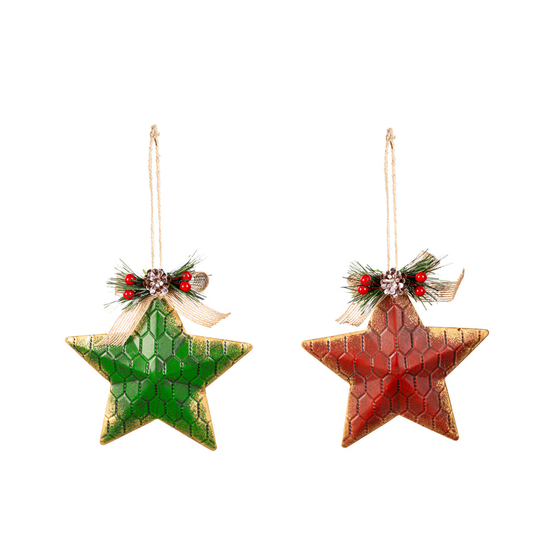 5.75" Metal Star with Artificial Ornament,3otm424