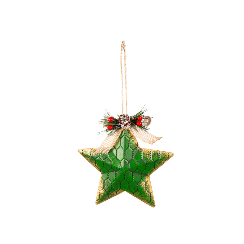 5.75" Metal Star with Artificial Ornament,3otm424