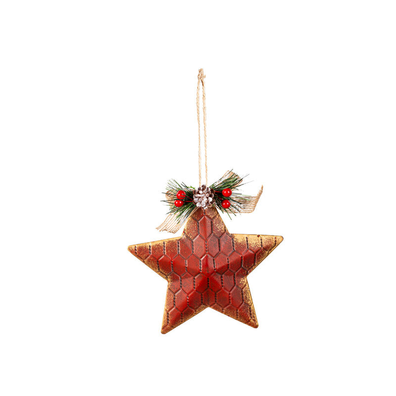 5.75" Metal Star with Artificial Ornament,3otm424