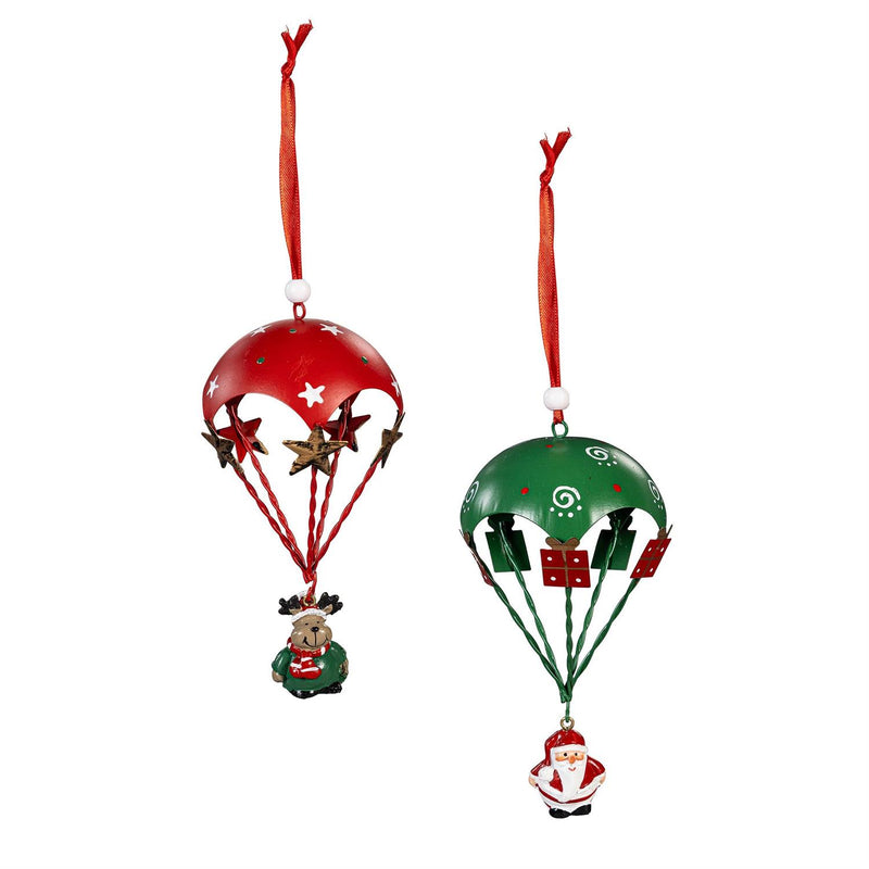 Christmas Vacation Ornament Christmas Character with Parachute Metal, Asst, 7"H