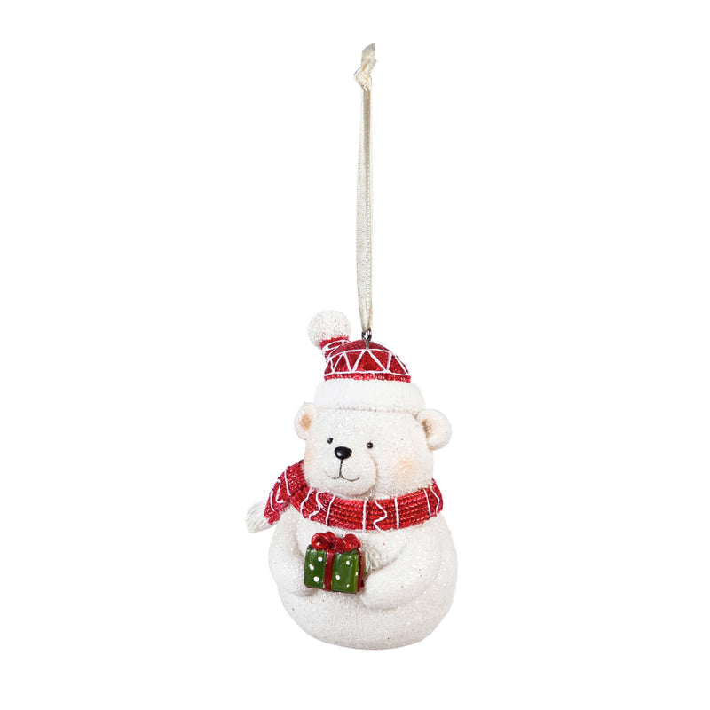 Resin Portly Ornament, Polar Bear/Penguin with Hat, 2 Asst,3otr123