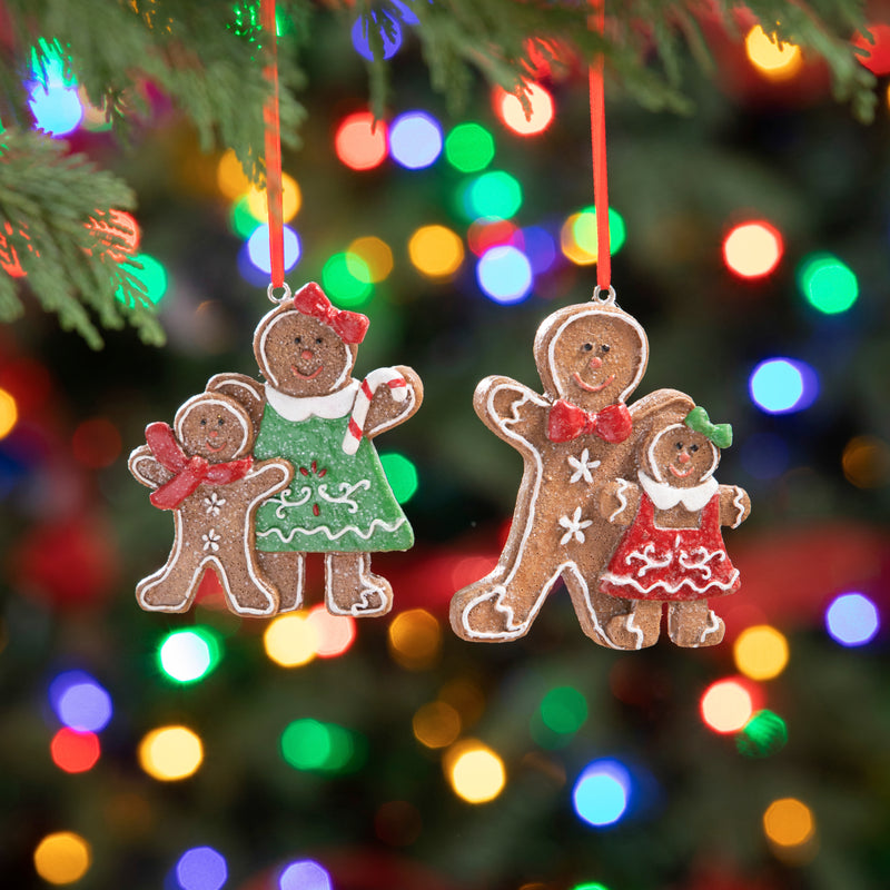 4" Resin Gingerbread Ornament, 2 Asst,3otr188