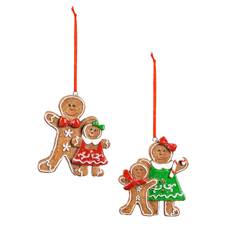 4" Resin Gingerbread Ornament, 2 Asst,3otr188