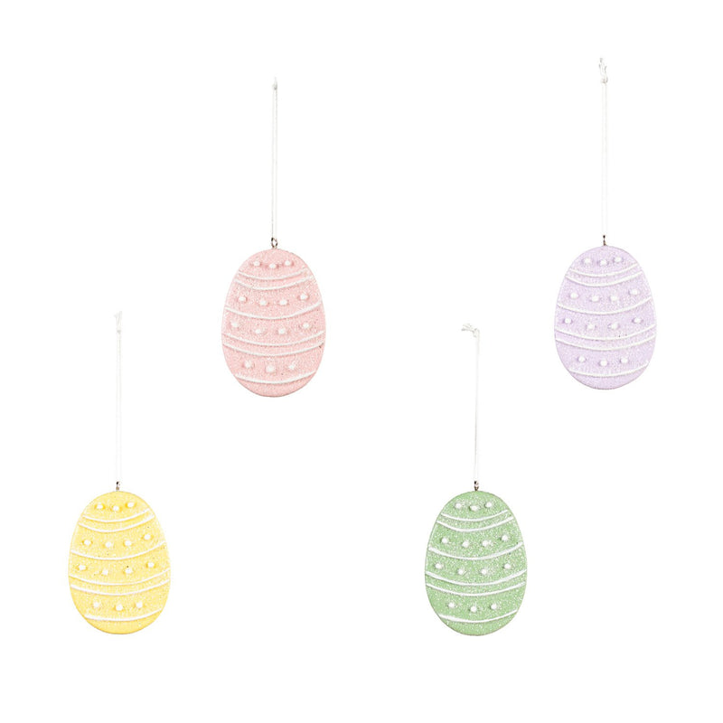 2.5" Egg Shaped Hanging Decor, 4 Asst.