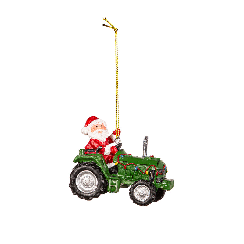 3.75" Resin Tractor with Christmas Character Ornament,3otr198