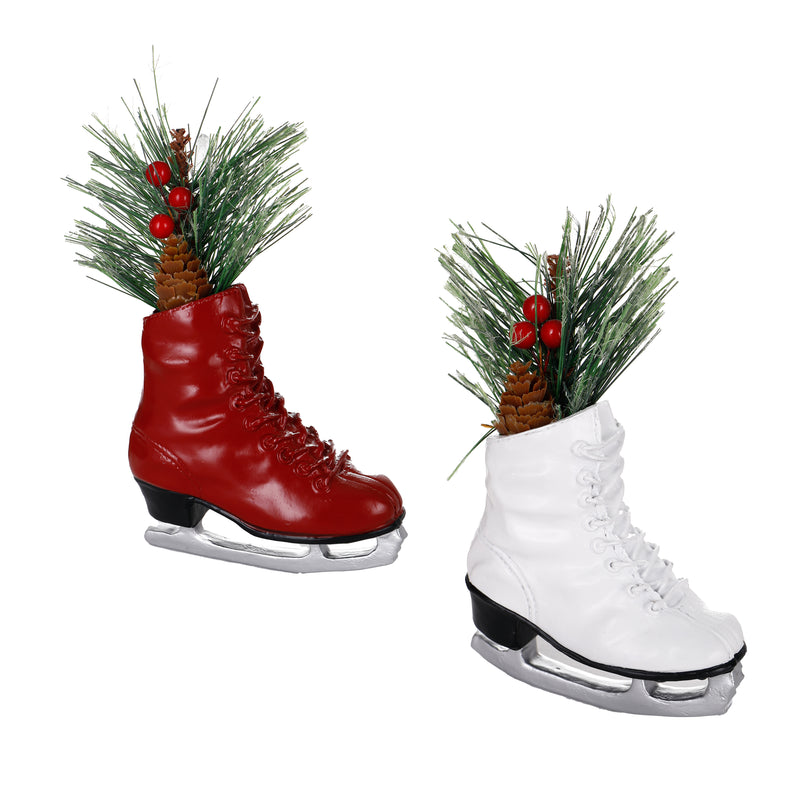 7" Resin Ice Skate with Artificial Ornament,3otr205