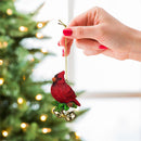 Holiday Poinsettia Ornament Resin Cardinal with Bells, 3.5"H, Asst of 2