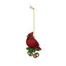 Holiday Poinsettia Ornament Resin Cardinal with Bells, 3.5"H, Asst of 2