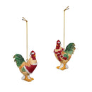 Woodland Storybook Ornament Resin Christmas Rooster, 3.5"H, Asst of 2