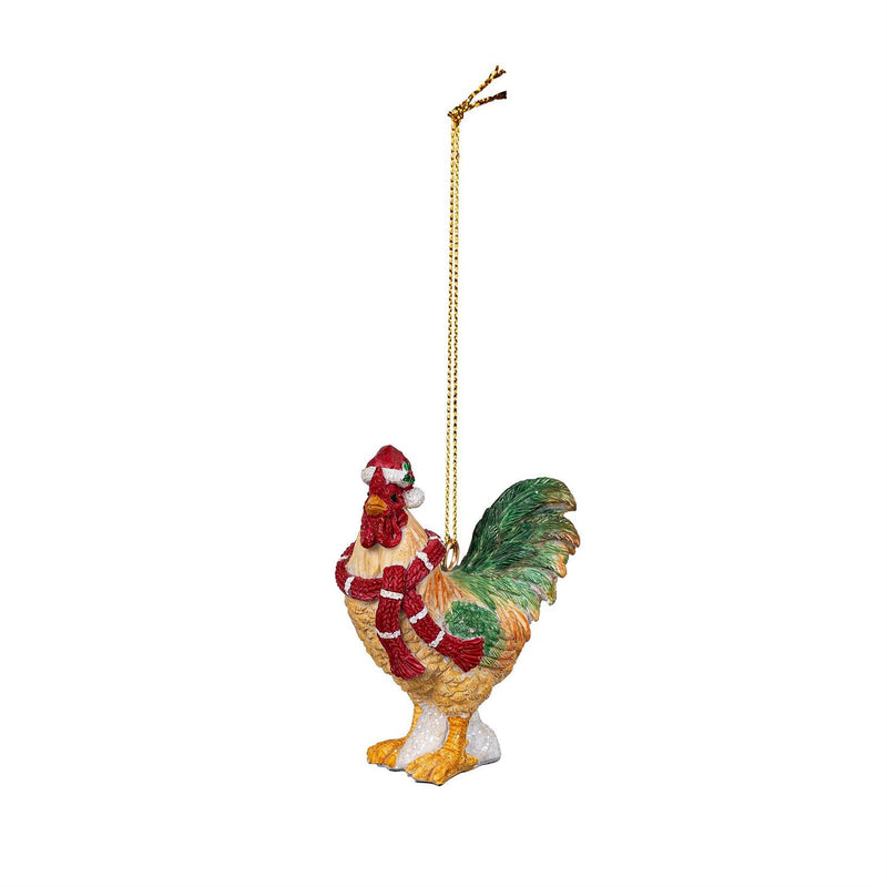 Woodland Storybook Ornament Resin Christmas Rooster, 3.5"H, Asst of 2