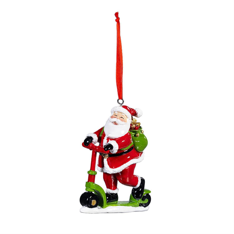 Christmas Vacation Ornament Santa Riding Unicycle/Scooter Resin, Asst