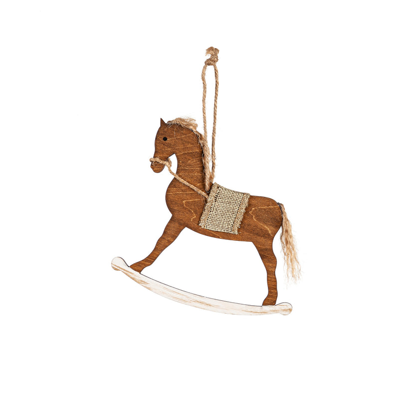 Wood Rocking Horse Ornament, 2 Asst