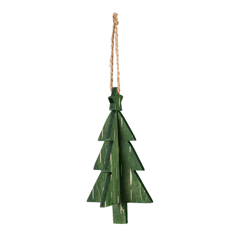 Wood Tree Ornament, 2 Asst: Red/Green