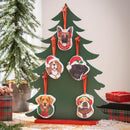 4" Wood Dog Ornaments on Tree Display, 5 Asst. Designs, 8 of each, 40 pieces total