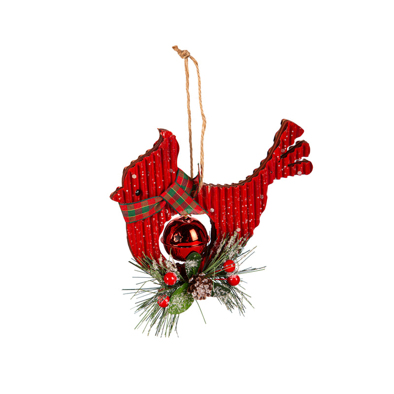 Wood Cardinal with Bell and Artificial Ornament,3otw408