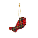 Wood and Fabric Bird with Bow and Bell Ornament