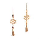 14" Wood Snowflake with Beads and Tassel Ornament