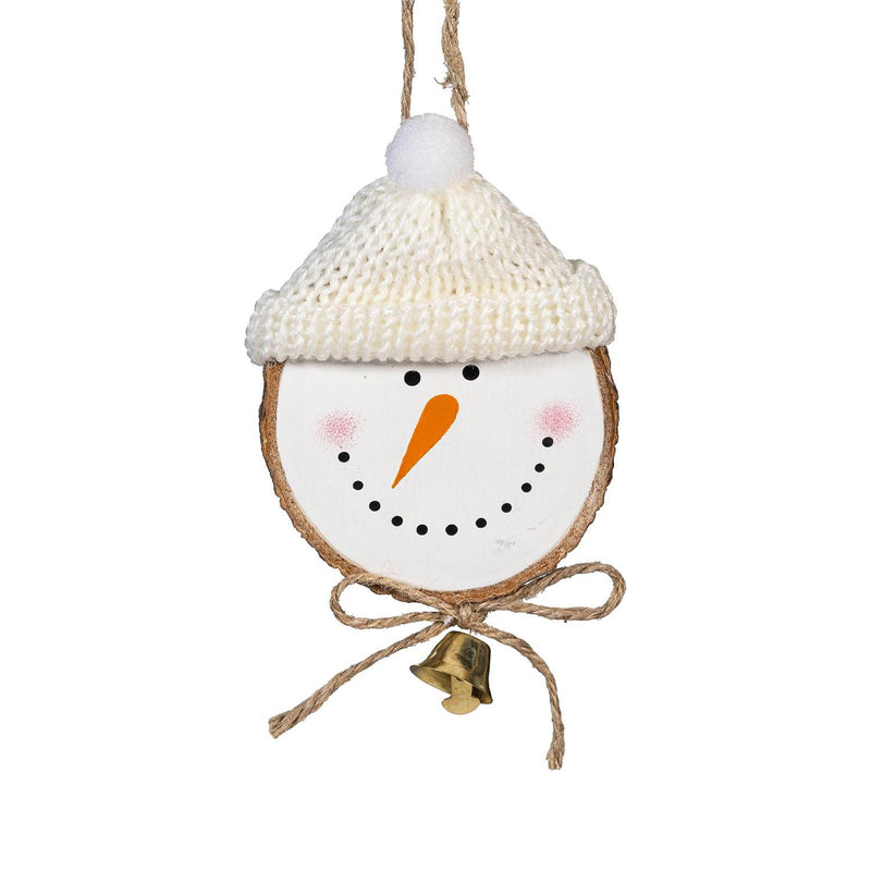 Woodland Storybook Ornament Wood and Fabric Snowman, 4.75"H, Asst of 2