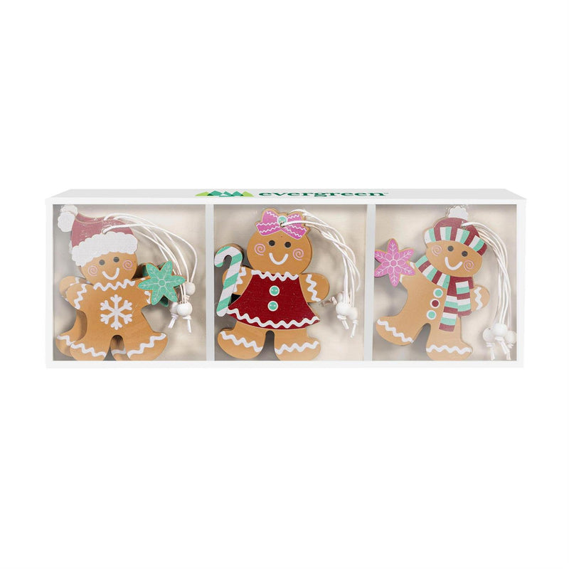 Baking Spirits Bright Ornament Wood Gingerbread, 3.25"H, Set of 9