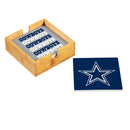 Dallas Cowboys Ceramic Coasters Set, 4pcs with Wood Caddy