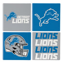 Detroit Lions Ceramic Coasters Set, 4pcs with Wood Caddy