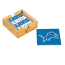 Detroit Lions Ceramic Coasters Set, 4pcs with Wood Caddy