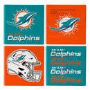 Miami Dolphins Ceramic Coasters Set, 4pcs with Wood Caddy
