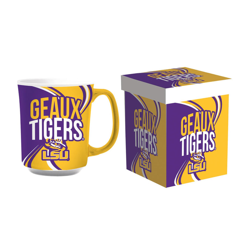 Evergreen Home Accents,Louisiana State University, 14oz  Ceramic with Matching Box,2.28x3.74x4.4 Inches